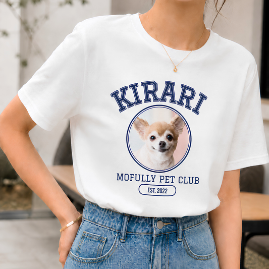 【写真+名入れ】うちの子 カレッジロゴTシャツ|ペット写真で作る オーダーメイドTシャツ