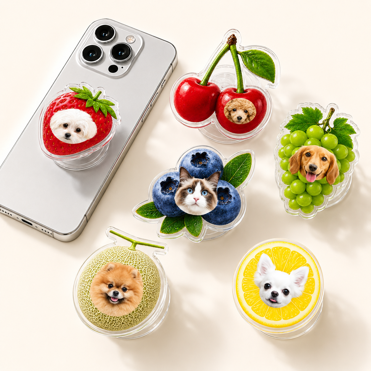 お気に入りの写真で作る フルーツフォトスマホグリップ｜オーダーメイド カスタム スマホアクセサリー